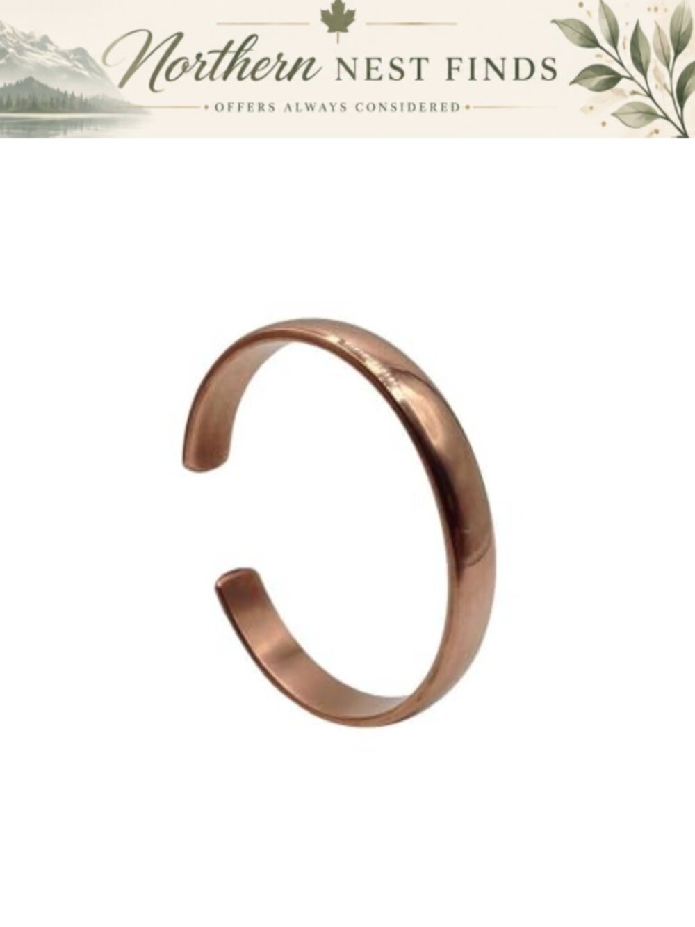 Copper Cuff Bracelet Waterproof Adjustable Healing Bangle Unisex
